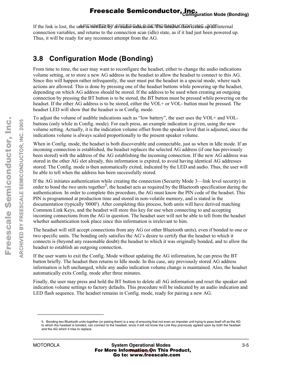 8 configuration mode (bonding), Configuration mode (bonding) -5 | Freescale Semiconductor MOTOROLA 94001480400/D User Manual | Page 15 / 16