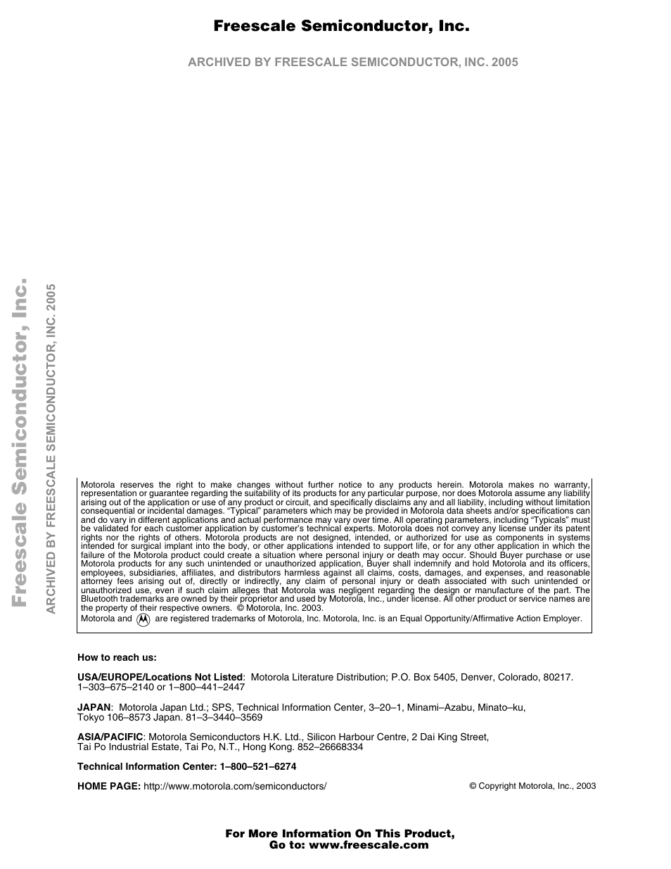 Freescale Semiconductor MOTOROLA 94001480400/D User Manual | Page 2 / 16