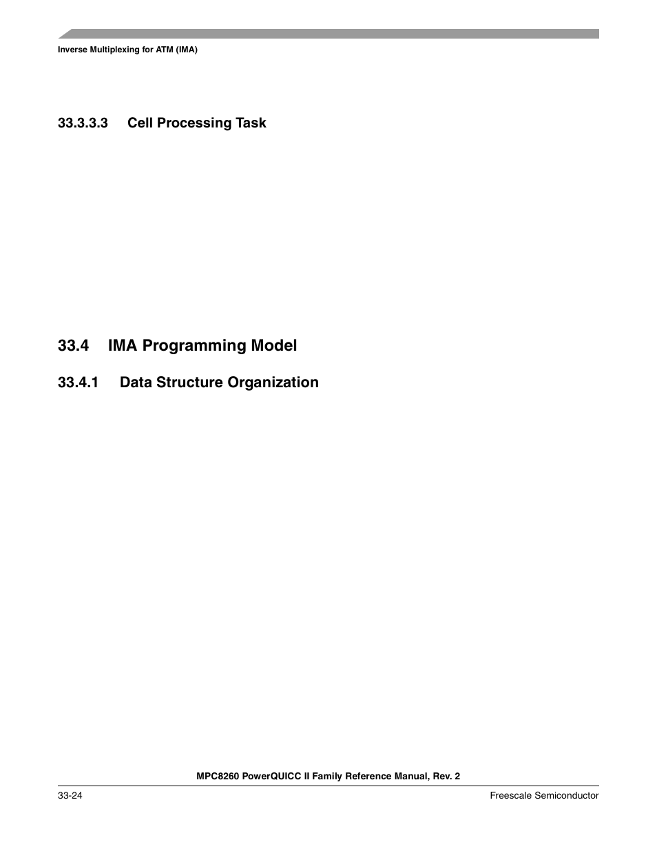 3 cell processing task, 4 ima programming model, 1 data structure organization | Cell processing task -24, Ima programming model -24, Data structure organization -24 | Freescale Semiconductor MPC8260 User Manual | Page 1126 / 1360