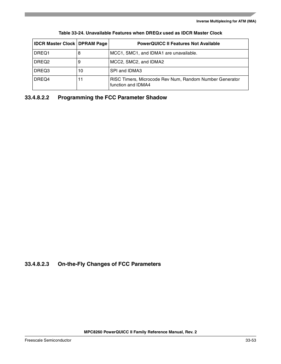 2 programming the fcc parameter shadow, 3 on-the-fly changes of fcc parameters, Programming the fcc parameter shadow -53 | On-the-fly changes of fcc parameters -53 | Freescale Semiconductor MPC8260 User Manual | Page 1155 / 1360