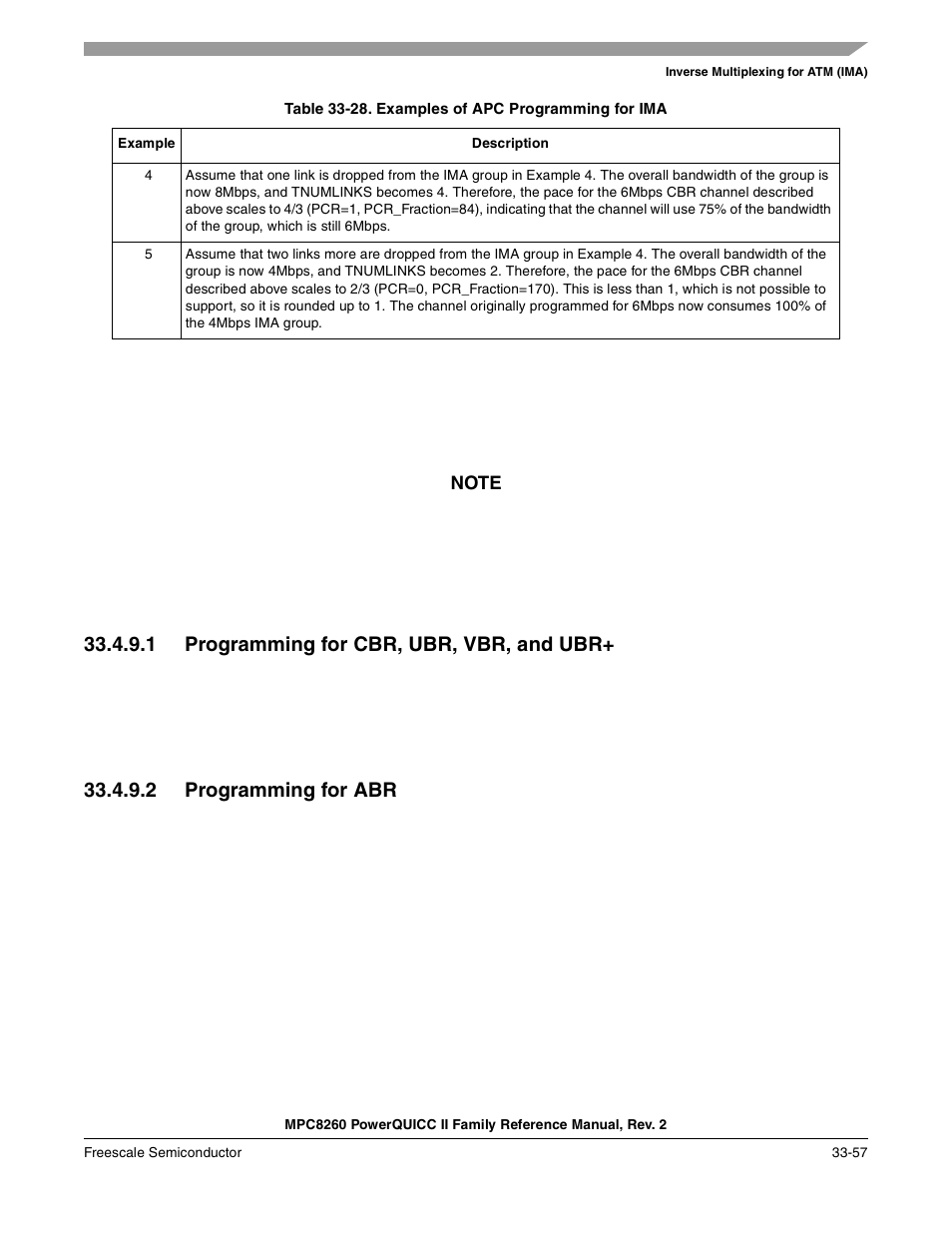 1 programming for cbr, ubr, vbr, and ubr, 2 programming for abr, Programming for cbr, ubr, vbr, and ubr+ -57 | Programming for abr -57 | Freescale Semiconductor MPC8260 User Manual | Page 1159 / 1360