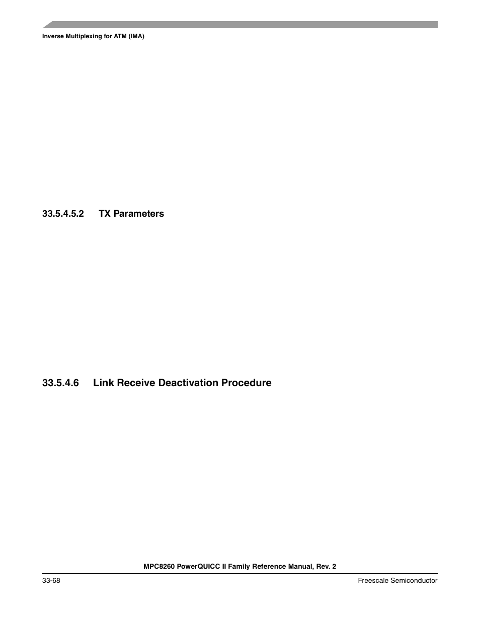 2 tx parameters, 6 link receive deactivation procedure, Tx parameters -68 | Link receive deactivation procedure -68 | Freescale Semiconductor MPC8260 User Manual | Page 1170 / 1360