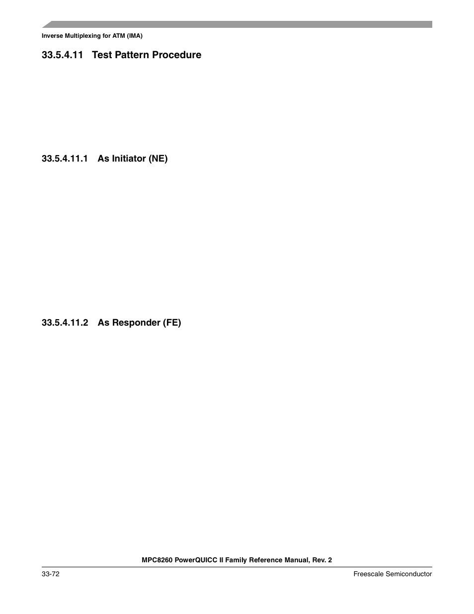 11 test pattern procedure, 1 as initiator (ne), 2 as responder (fe) | Test pattern procedure -72, As initiator (ne) -72, As responder (fe) -72 | Freescale Semiconductor MPC8260 User Manual | Page 1174 / 1360
