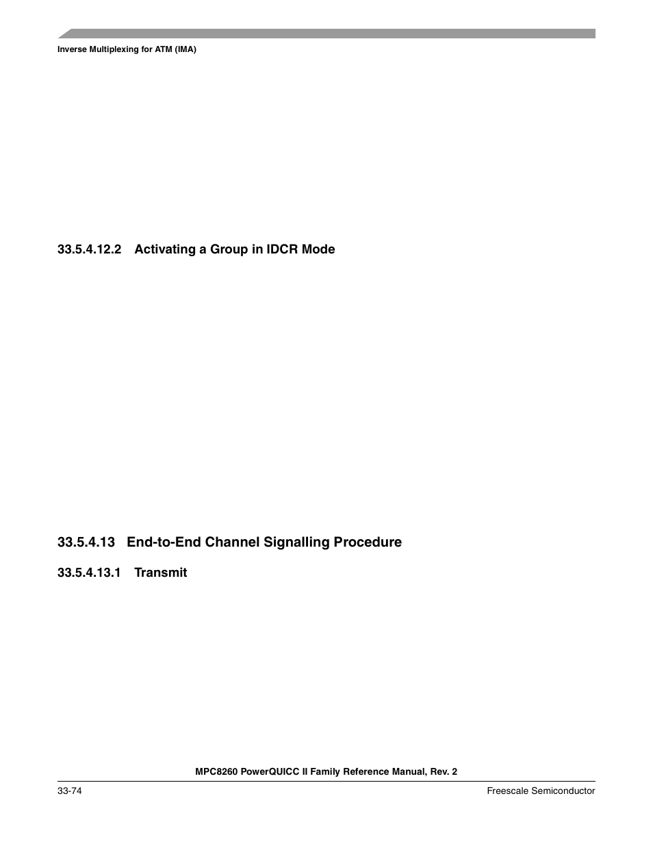 2 activating a group in idcr mode, 13 end-to-end channel signalling procedure, 1 transmit | Activating a group in idcr mode -74, End-to-end channel signalling procedure -74, Transmit -74 | Freescale Semiconductor MPC8260 User Manual | Page 1176 / 1360