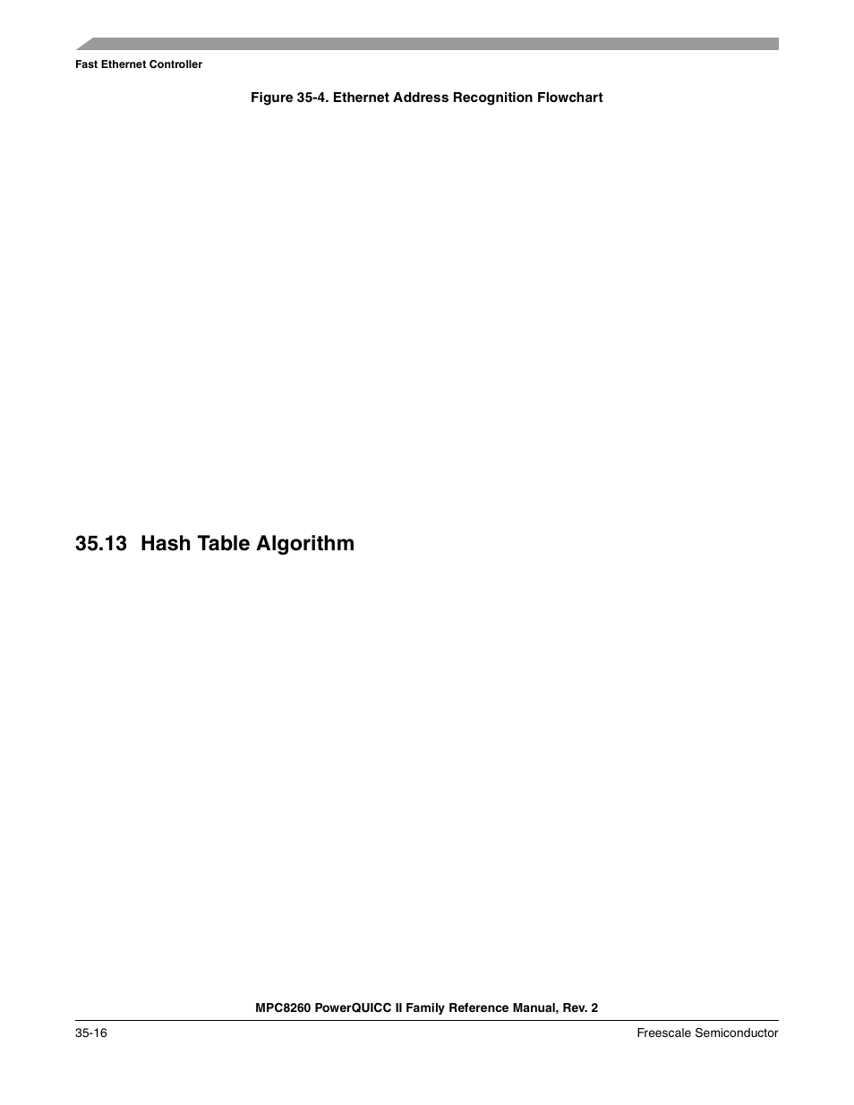 13 hash table algorithm, Hash table algorithm -16, Ethernet address recognition flowchart -16 | Section 35.13, “hash table algorithm | Freescale Semiconductor MPC8260 User Manual | Page 1212 / 1360