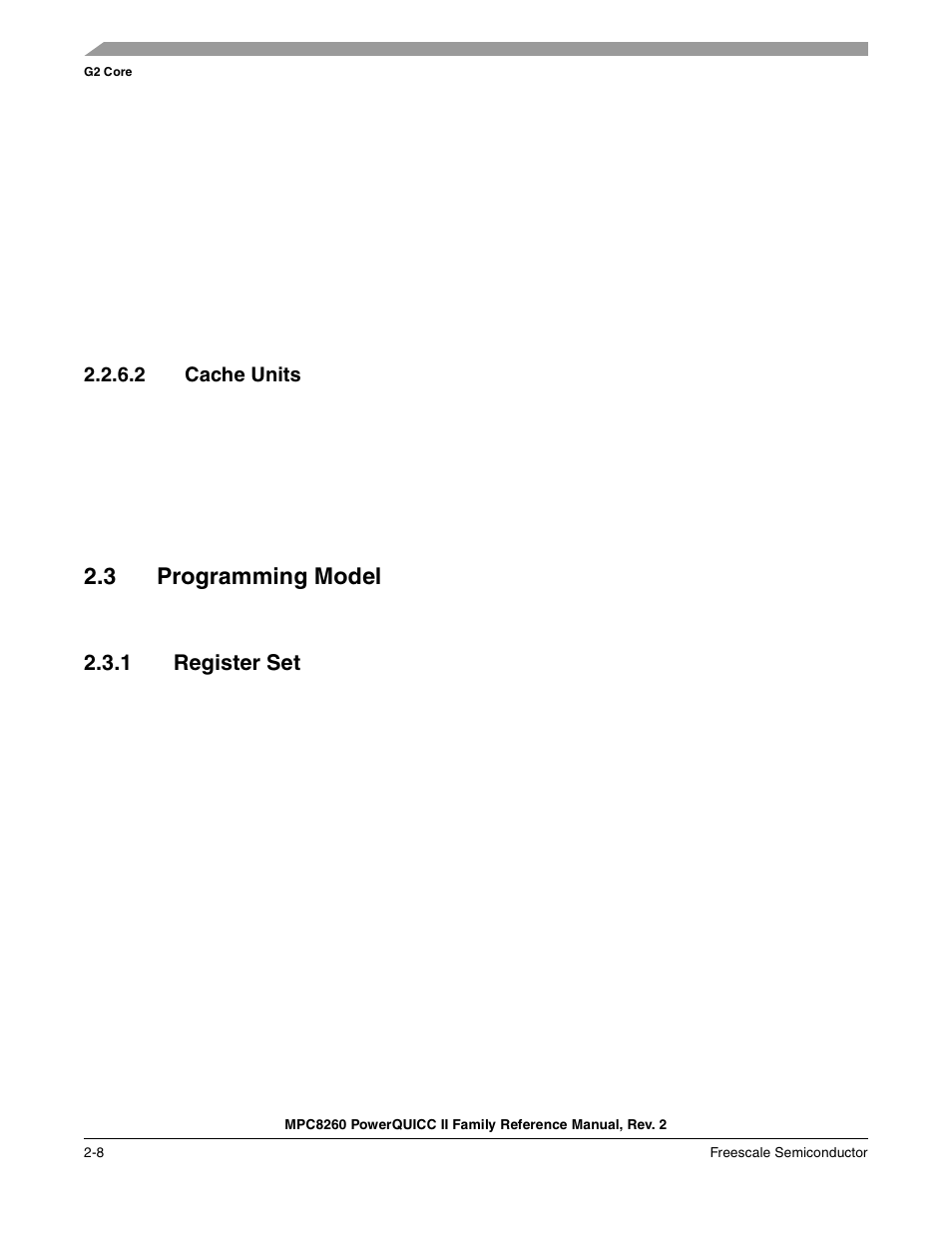 2 cache units, 3 programming model, 1 register set | Cache units -8, Programming model -8, Register set -8 | Freescale Semiconductor MPC8260 User Manual | Page 126 / 1360