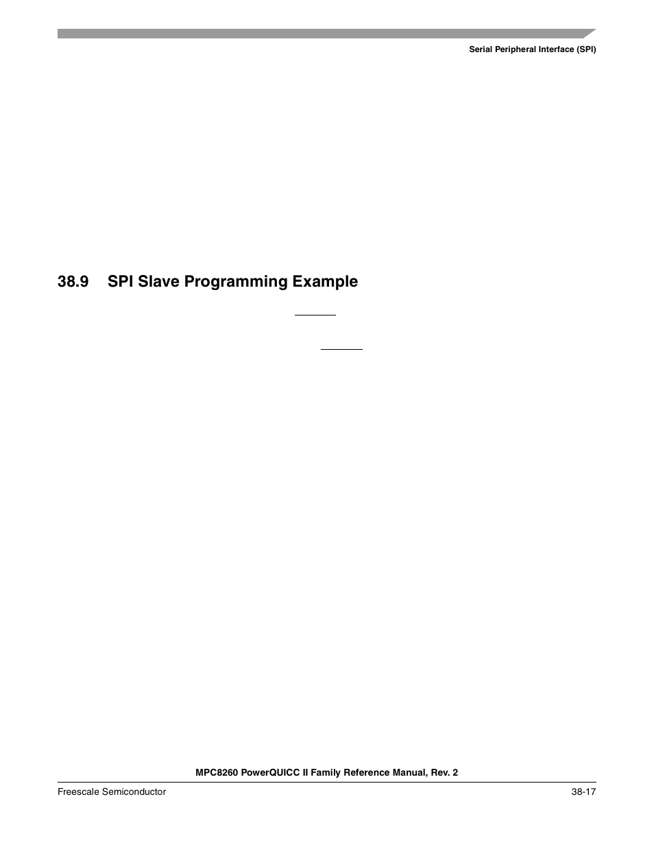 9 spi slave programming example, Spi slave programming example -17 | Freescale Semiconductor MPC8260 User Manual | Page 1263 / 1360