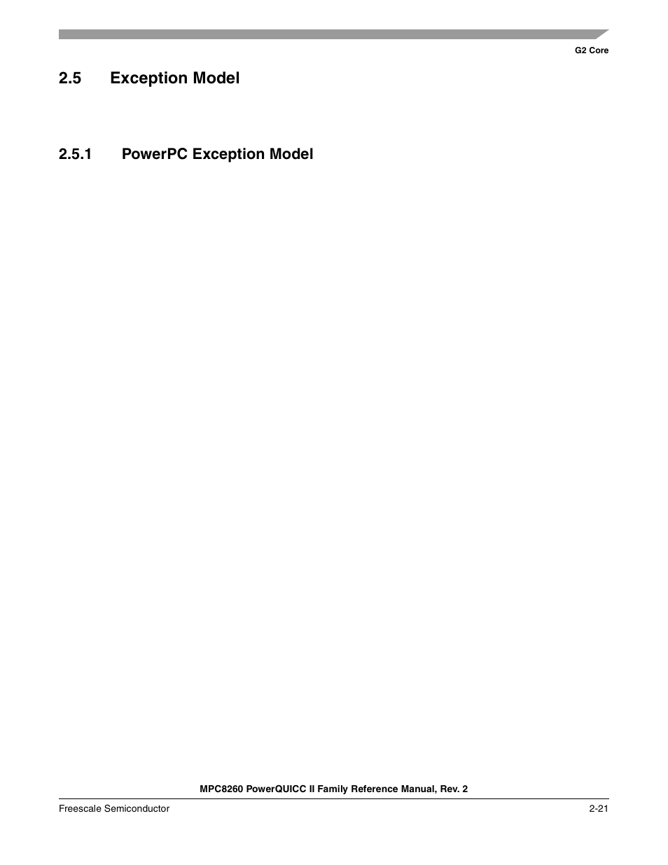 5 exception model, 1 powerpc exception model, Exception model -21 | Powerpc exception model -21 | Freescale Semiconductor MPC8260 User Manual | Page 139 / 1360