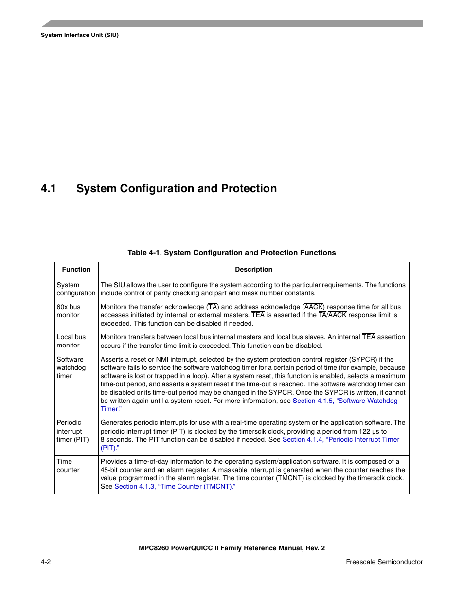 1 system configuration and protection, System configuration and protection -2, System configuration and protection functions -2 | Freescale Semiconductor MPC8260 User Manual | Page 174 / 1360