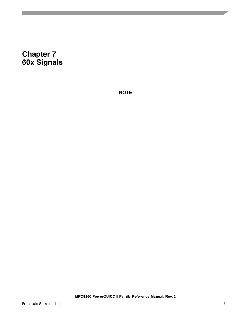 Chapter 7 60x signals, 60x signals, Chapter 7 | Chapter 7, “60x signals | Freescale Semiconductor MPC8260 User Manual | Page 257 / 1360