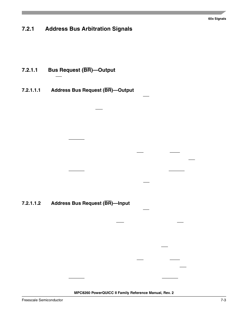 1 address bus arbitration signals, 1 bus request (br)-output, 1 address bus request (br)-output | 2 address bus request (br)-input, Address bus arbitration signals -3, Bus request, Address bus request (b | Freescale Semiconductor MPC8260 User Manual | Page 259 / 1360