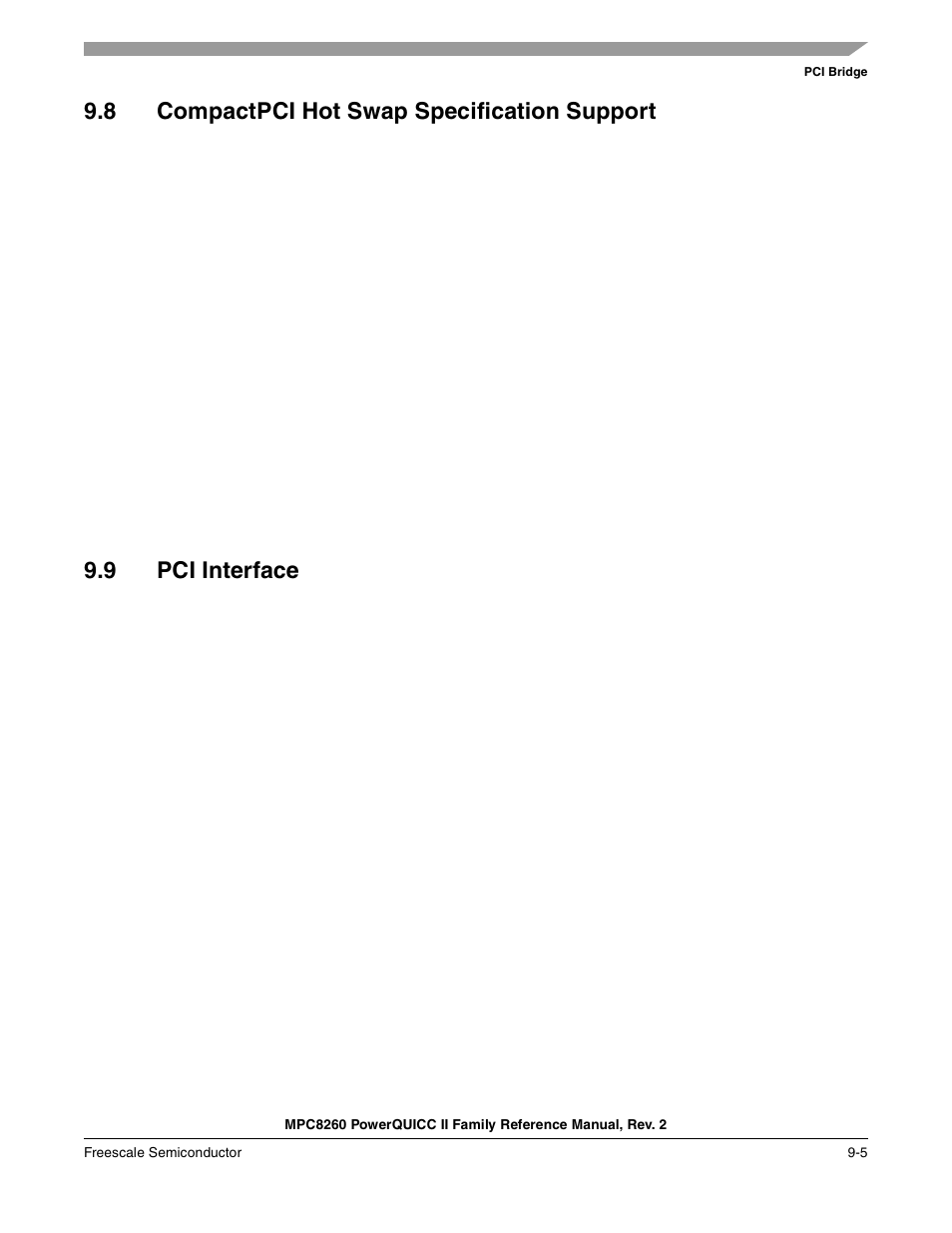 8 compactpci hot swap specification support, 9 pci interface, Compactpci hot swap specification support -5 | Pci interface -5 | Freescale Semiconductor MPC8260 User Manual | Page 311 / 1360