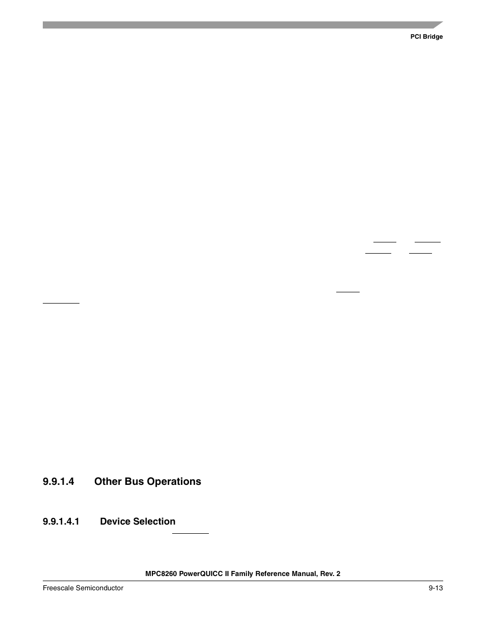 4 other bus operations, 1 device selection, Other bus operations -13 | Device selection -13 | Freescale Semiconductor MPC8260 User Manual | Page 319 / 1360