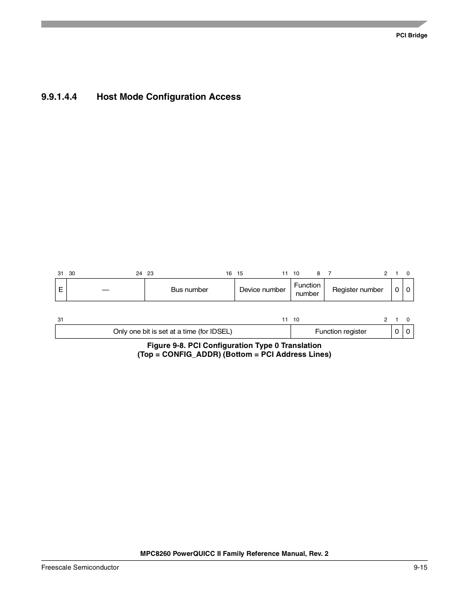 4 host mode configuration access, Host mode configuration access -15, Bottom = pci address lines) -15 | Freescale Semiconductor MPC8260 User Manual | Page 321 / 1360