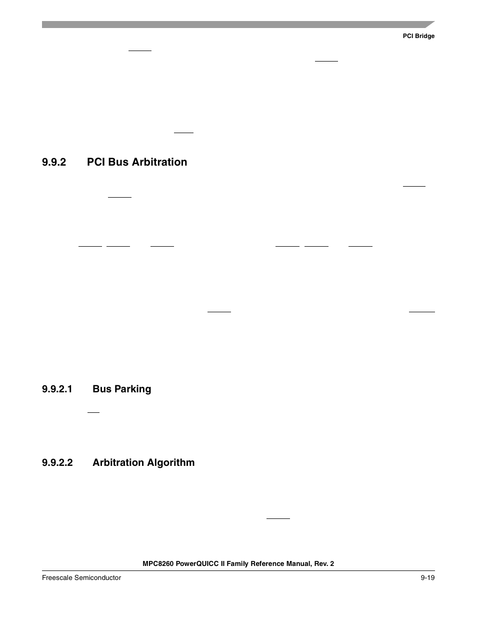 2 pci bus arbitration, 1 bus parking, 2 arbitration algorithm | Pci bus arbitration -19, Bus parking -19, Arbitration algorithm -19 | Freescale Semiconductor MPC8260 User Manual | Page 325 / 1360