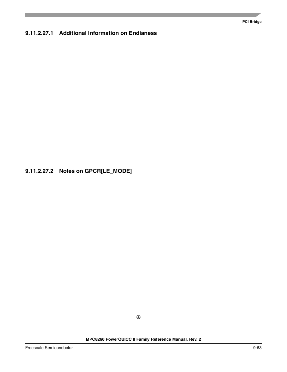 1 additional information on endianess, 2 notes on gpcr[le_mode, Additional information on endianess -63 | Notes on gpcr[le_mode] -63 | Freescale Semiconductor MPC8260 User Manual | Page 369 / 1360