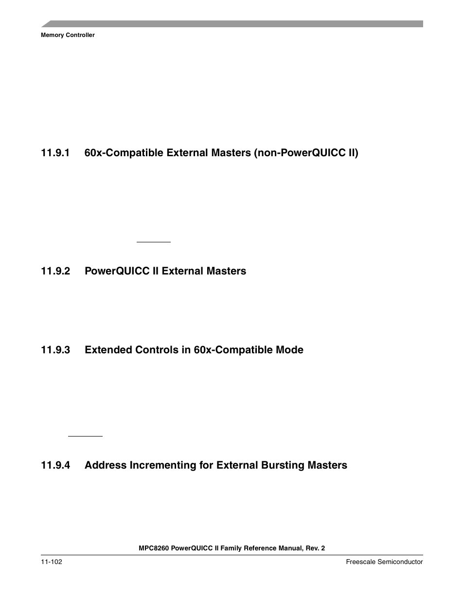 2 powerquicc ii external masters, 3 extended controls in 60x-compatible mode, Powerquicc ii external masters -102 | Extended controls in 60x-compatible mode -102 | Freescale Semiconductor MPC8260 User Manual | Page 520 / 1360