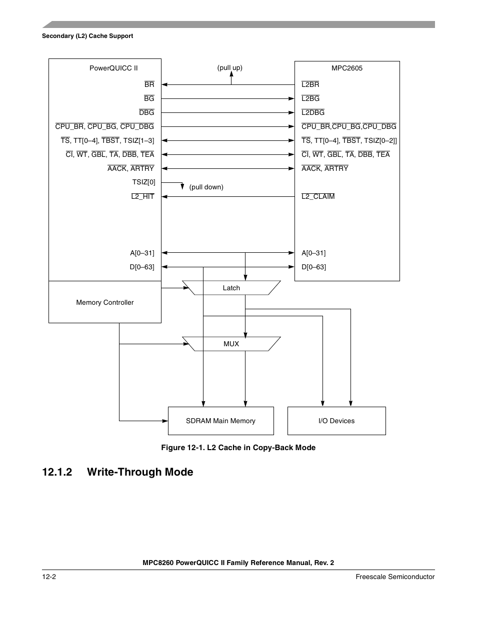 Figure 12-1. l2 cache in copy-back mode, 2 write-through mode, Write-through mode -2 | L2 cache in copy-back mode -2 | Freescale Semiconductor MPC8260 User Manual | Page 526 / 1360