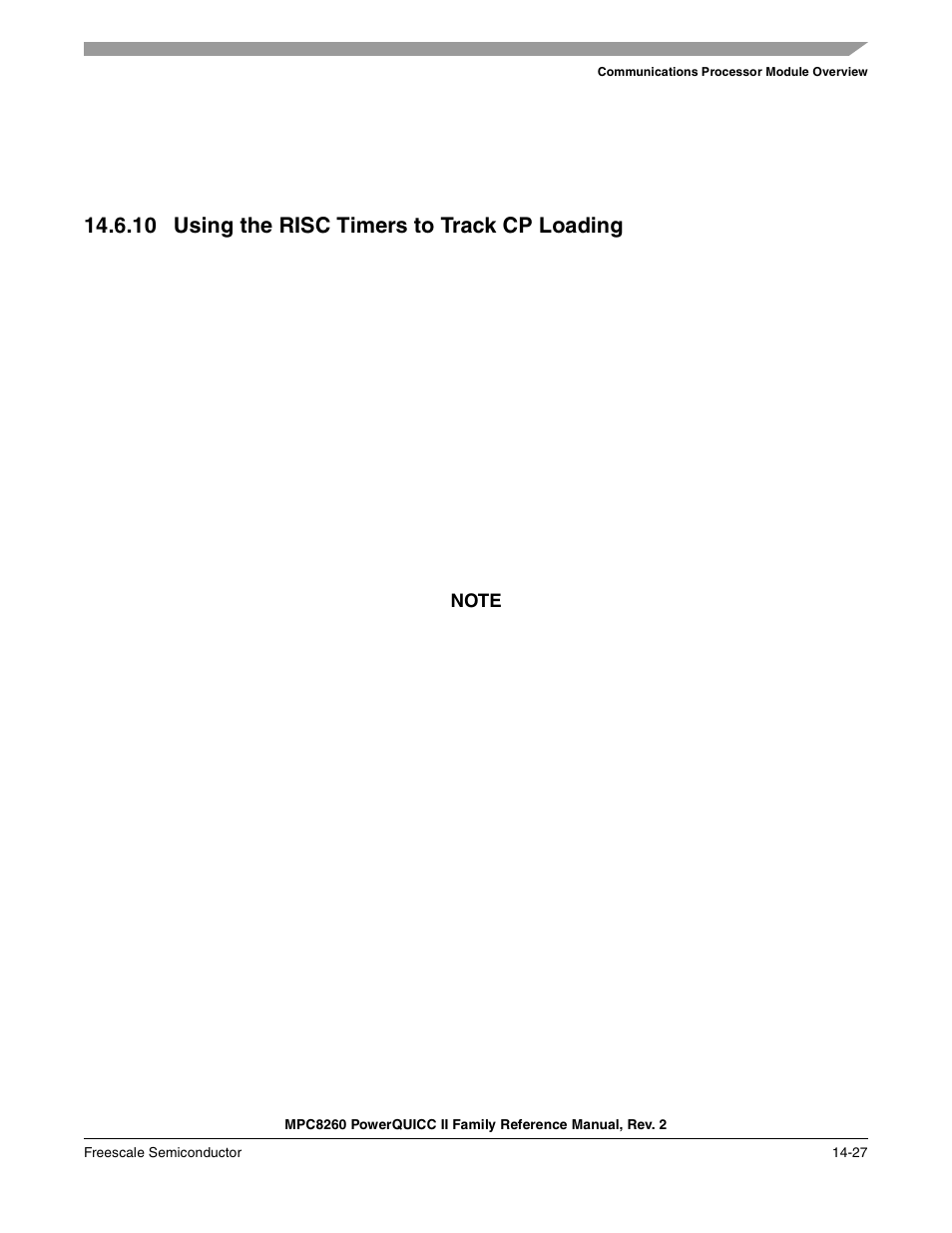 10 using the risc timers to track cp loading, Using the risc timers to track cp loading -27 | Freescale Semiconductor MPC8260 User Manual | Page 575 / 1360