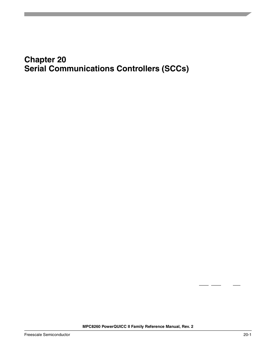 Serial communications controllers (sccs), Chapter 20 | Freescale Semiconductor MPC8260 User Manual | Page 679 / 1360