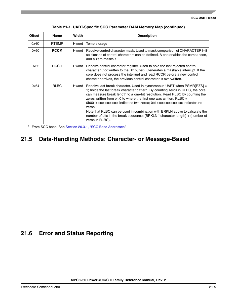 6 error and status reporting, Error and status reporting -5 | Freescale Semiconductor MPC8260 User Manual | Page 709 / 1360