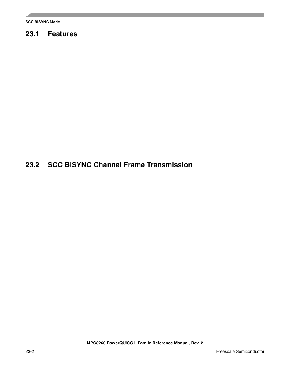 1 features, 2 scc bisync channel frame transmission, Features -2 | Scc bisync channel frame transmission -2 | Freescale Semiconductor MPC8260 User Manual | Page 752 / 1360