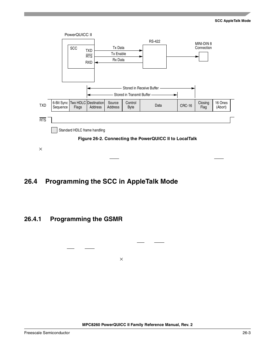 4 programming the scc in appletalk mode, 1 programming the gsmr, Programming the scc in appletalk mode -3 | Programming the gsmr -3, Connecting the powerquicc ii to localtalk -3 | Freescale Semiconductor MPC8260 User Manual | Page 811 / 1360