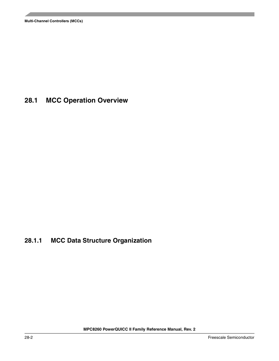 1 mcc operation overview, 1 mcc data structure organization, Mcc operation overview -2 | Mcc data structure organization -2 | Freescale Semiconductor MPC8260 User Manual | Page 850 / 1360