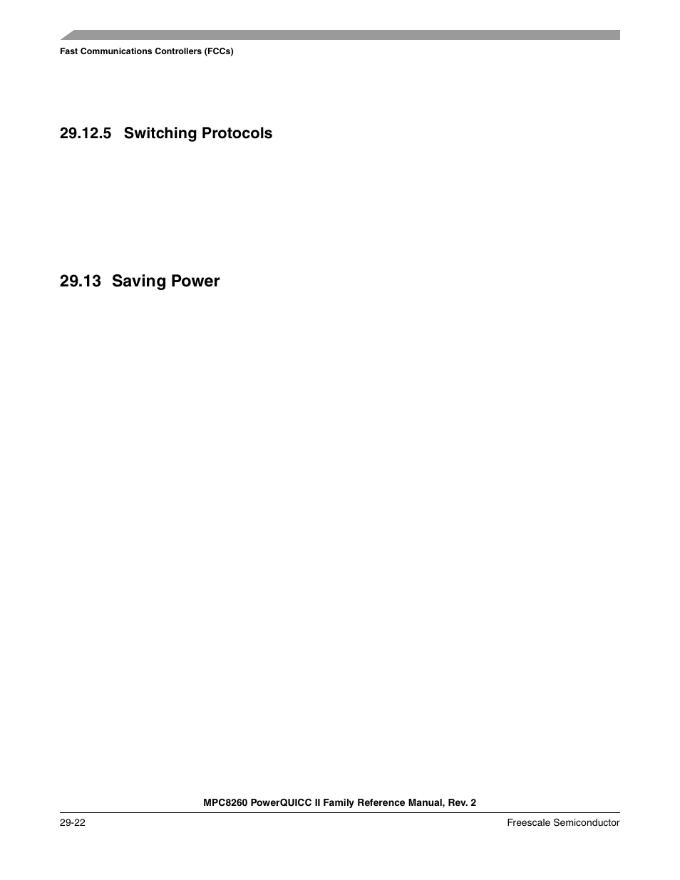 5 switching protocols, 13 saving power, Switching protocols -22 | Saving power -22 | Freescale Semiconductor MPC8260 User Manual | Page 920 / 1360