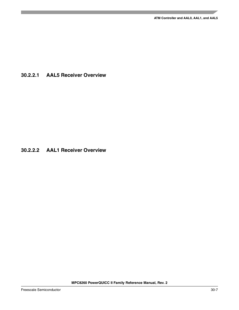 1 aal5 receiver overview, 2 aal1 receiver overview, Aal5 receiver overview -7 | Aal1 receiver overview -7 | Freescale Semiconductor MPC8260 User Manual | Page 927 / 1360