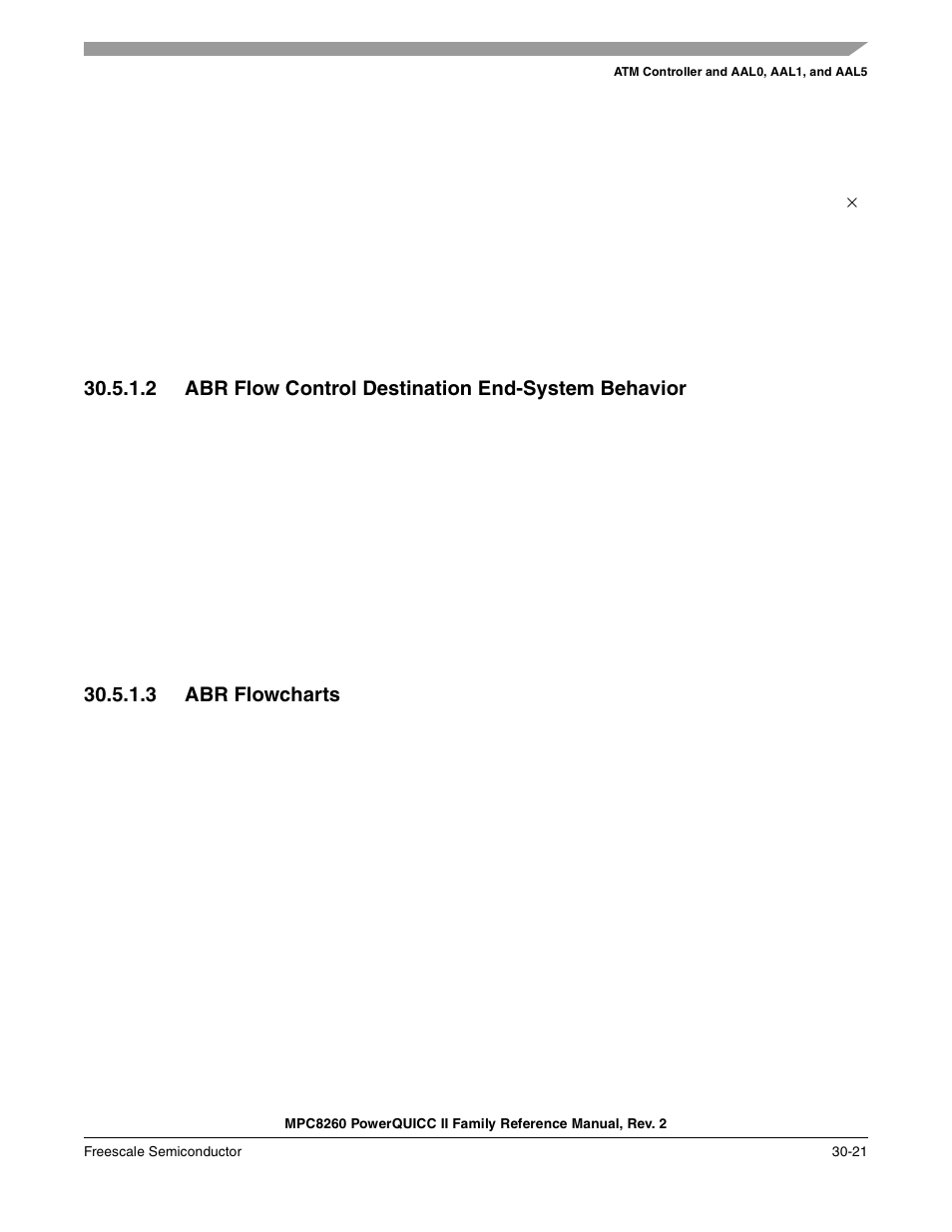 2 abr flow control destination end-system behavior, 3 abr flowcharts, Abr flowcharts -21 | Freescale Semiconductor MPC8260 User Manual | Page 941 / 1360