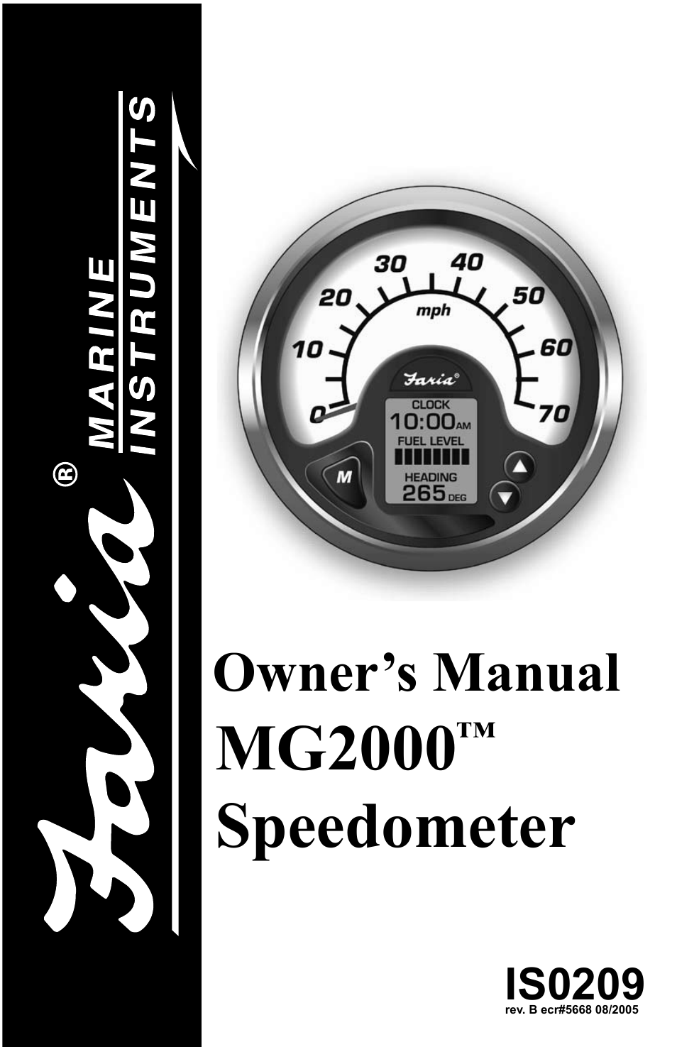 Faria Instruments MG2000 Speedometer MG2000TM User Manual | 20 pages