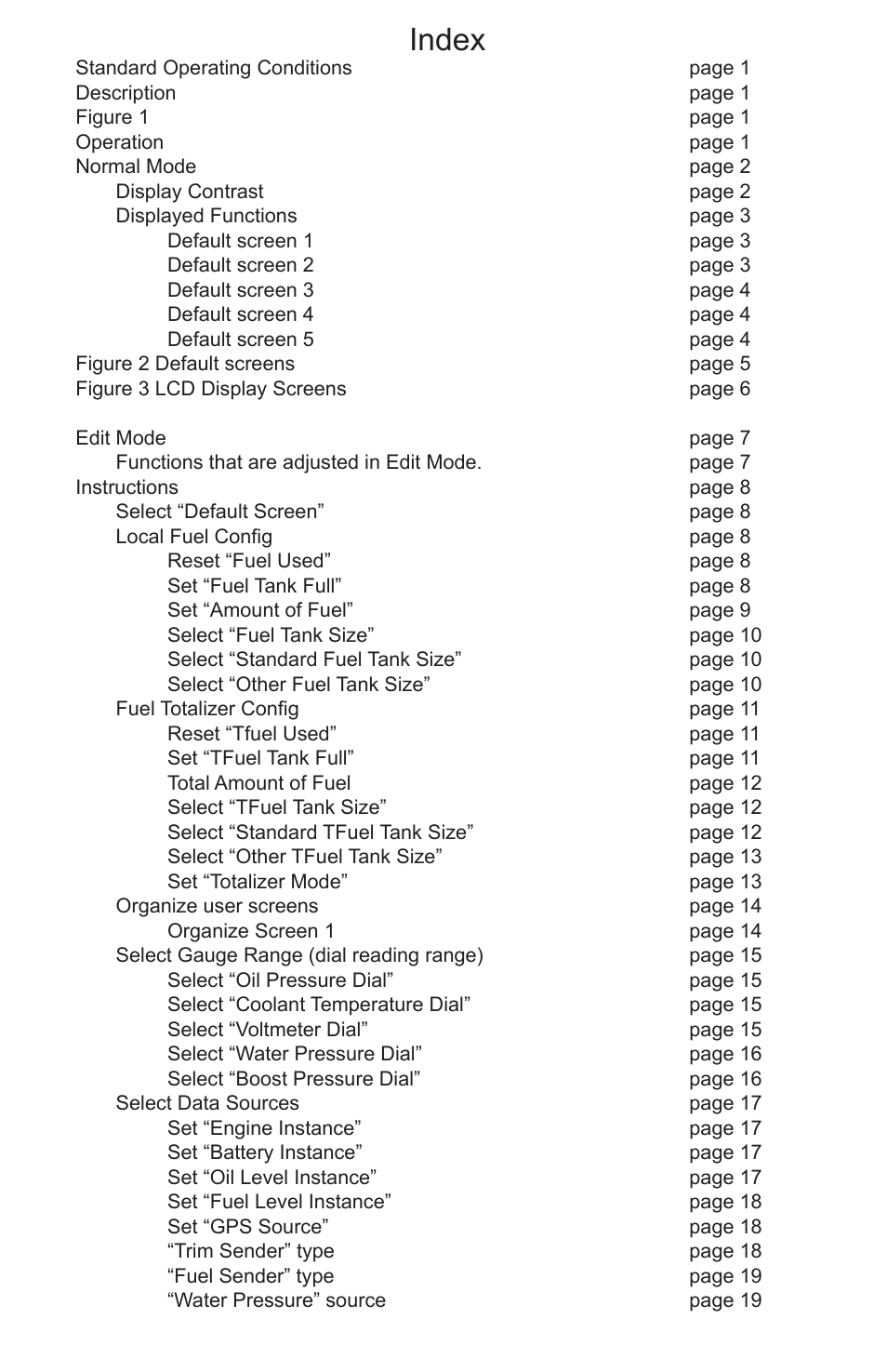 Index | Faria Instruments NMEA2000 User Manual | Page 2 / 44