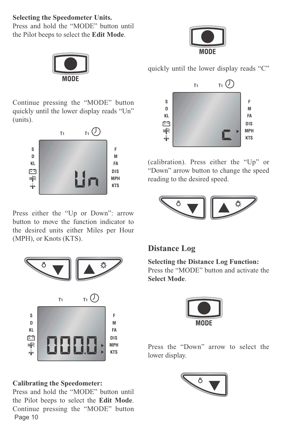 Distance log, Page 10 | Faria Instruments PILOT IS0152 User Manual | Page 12 / 23