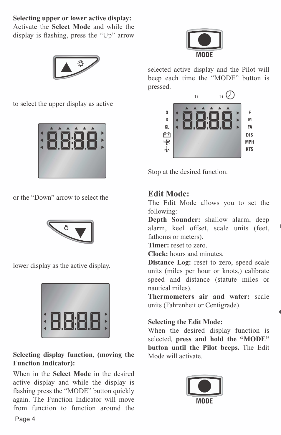 Edit mode | Faria Instruments PILOT IS0152 User Manual | Page 6 / 23