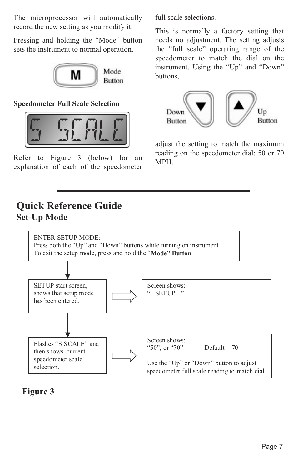 Quick reference guide, Set-up mode figure 3 | Faria Instruments Speedometer/Depth Sounder User Manual | Page 9 / 13