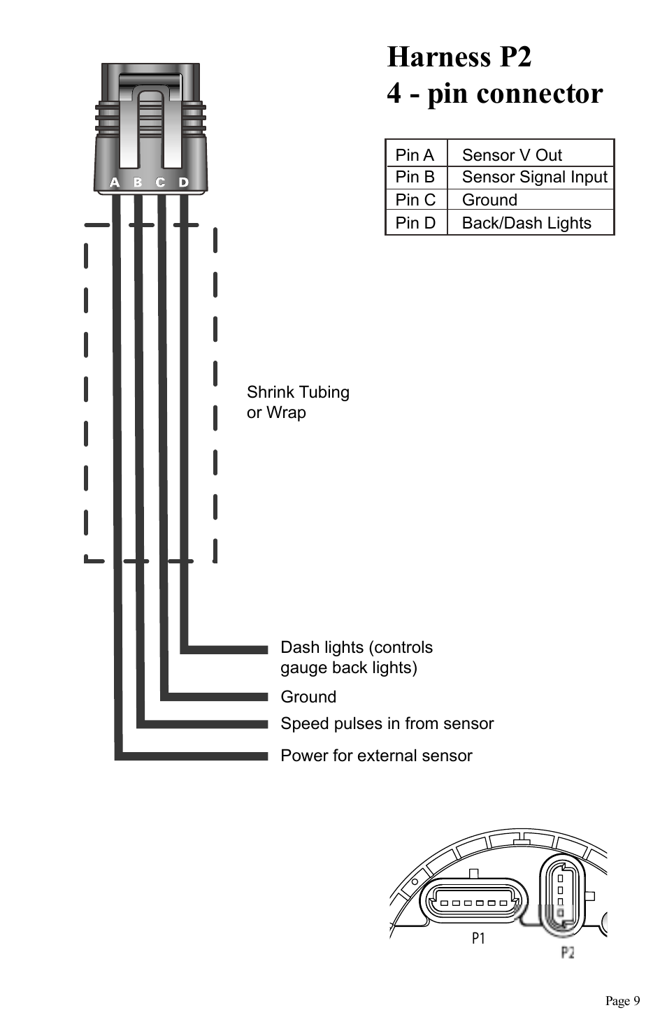 Harness p2 4 - pin connector | Faria Instruments IS0157 User Manual | Page 11 / 13