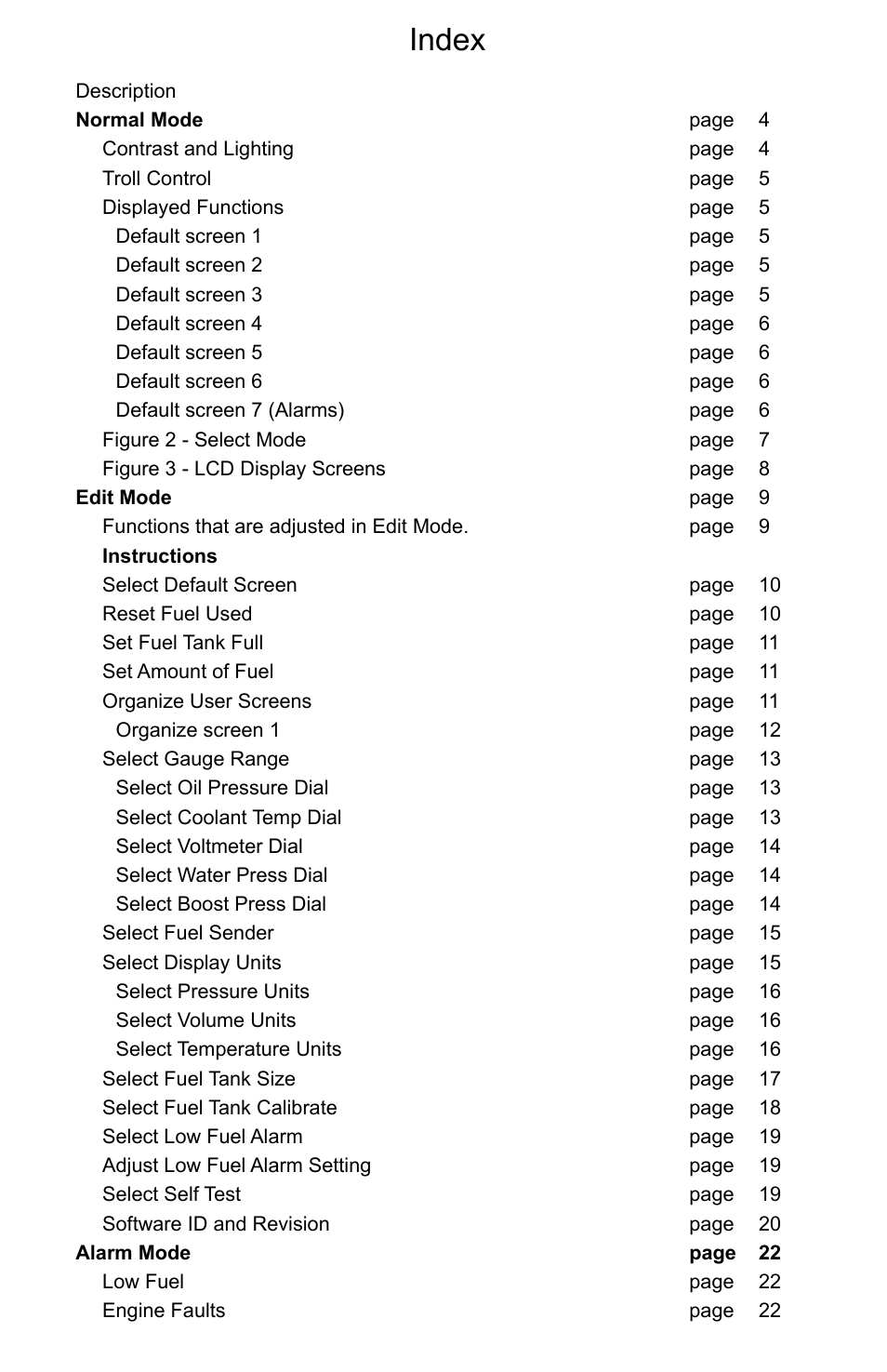 Index | Faria Instruments J1939 User Manual | Page 2 / 36