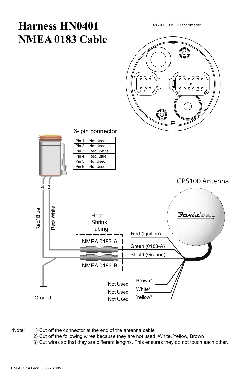 Gps100 antenna, Pin connector, Heat shrink tubing | Faria Instruments J1939 User Manual | Page 32 / 36