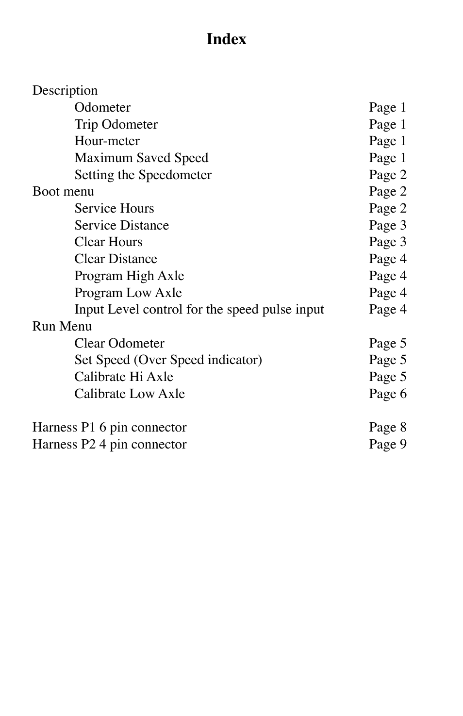 Index | Faria Instruments Performance IS0218 User Manual | Page 2 / 12