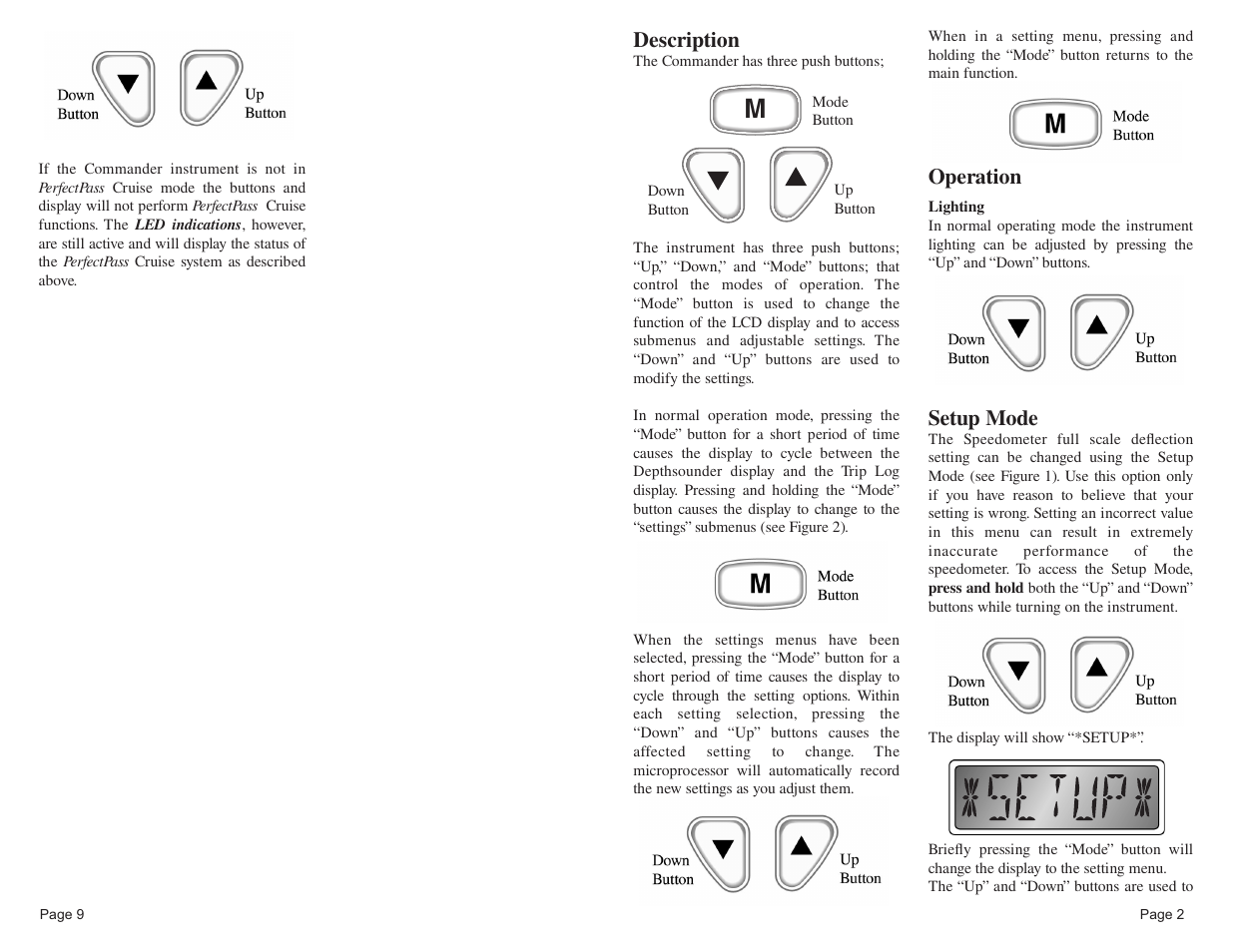 Description, Operation, Setup mode | Faria Instruments Commander User Manual | Page 4 / 16