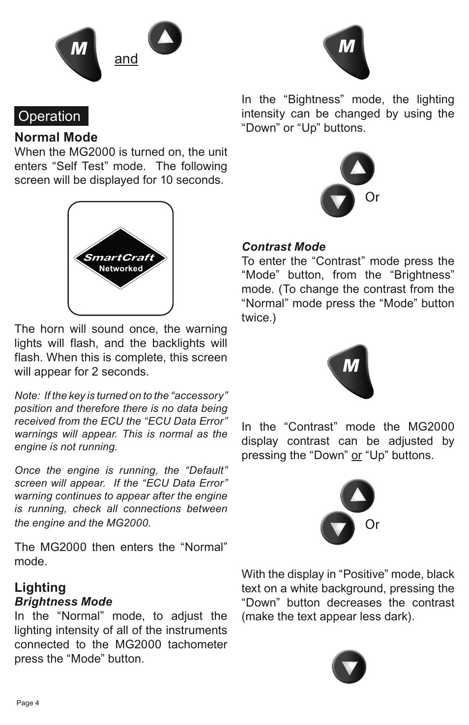 And operation | Faria Instruments SMARTCRAFT MG2000 User Manual | Page 10 / 60