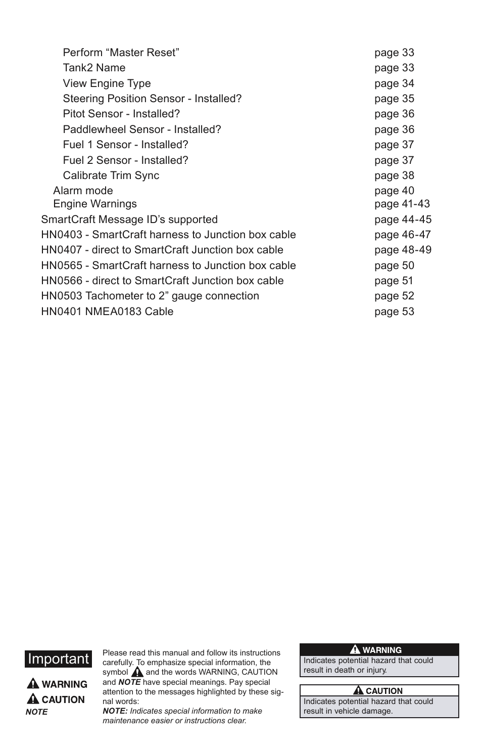 Important | Faria Instruments SMARTCRAFT MG2000 User Manual | Page 3 / 60