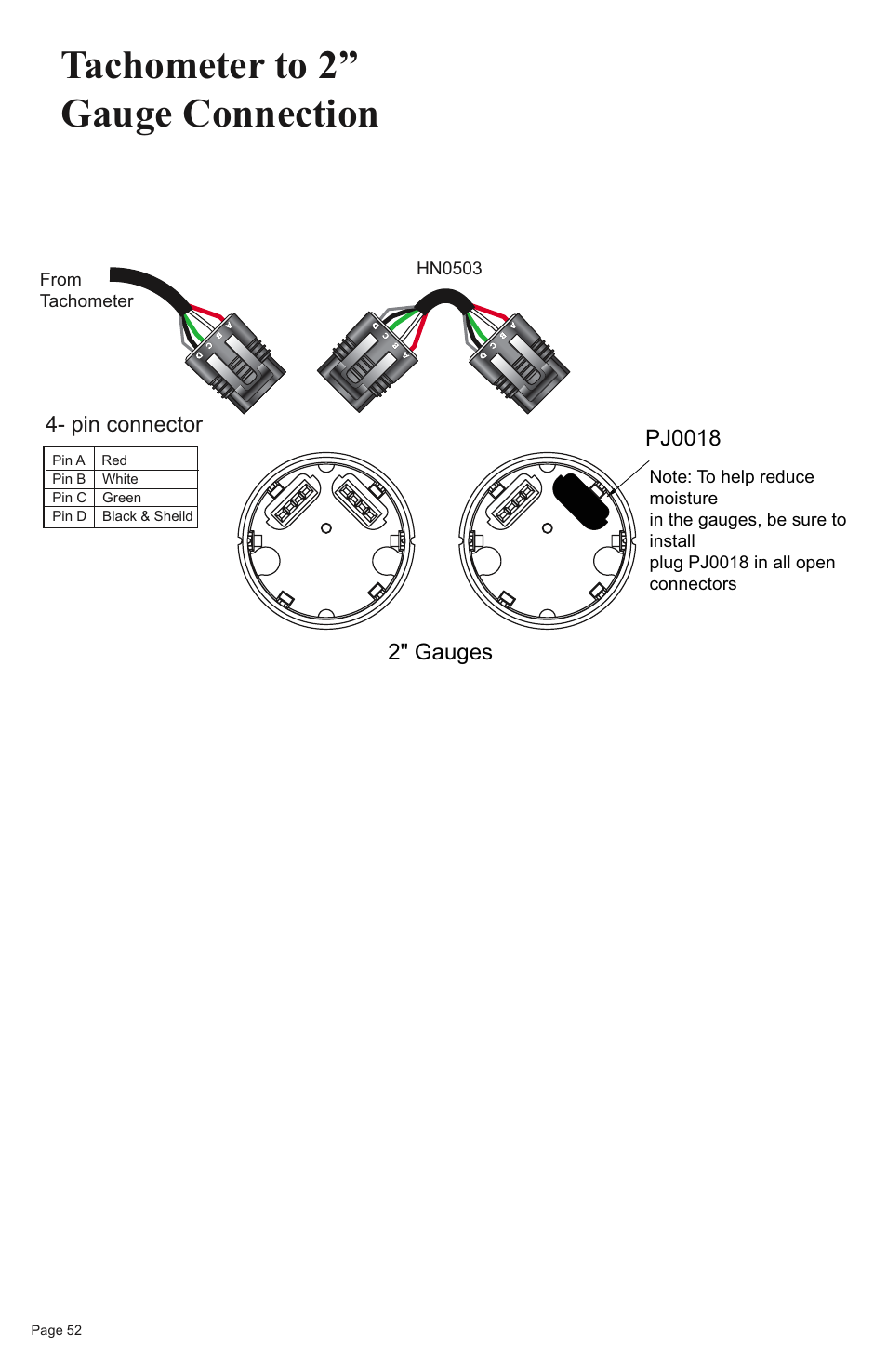 Tachometer to 2” gauge connection | Faria Instruments SMARTCRAFT MG2000 User Manual | Page 58 / 60