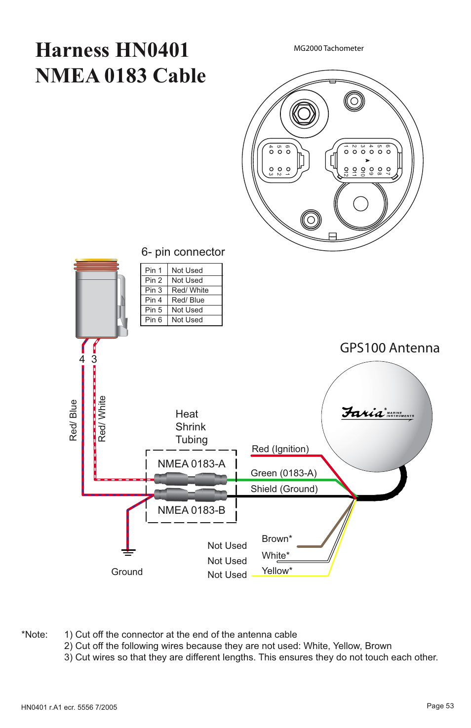 Gps100 antenna, Pin connector, Heat shrink tubing | Faria Instruments SMARTCRAFT MG2000 User Manual | Page 59 / 60