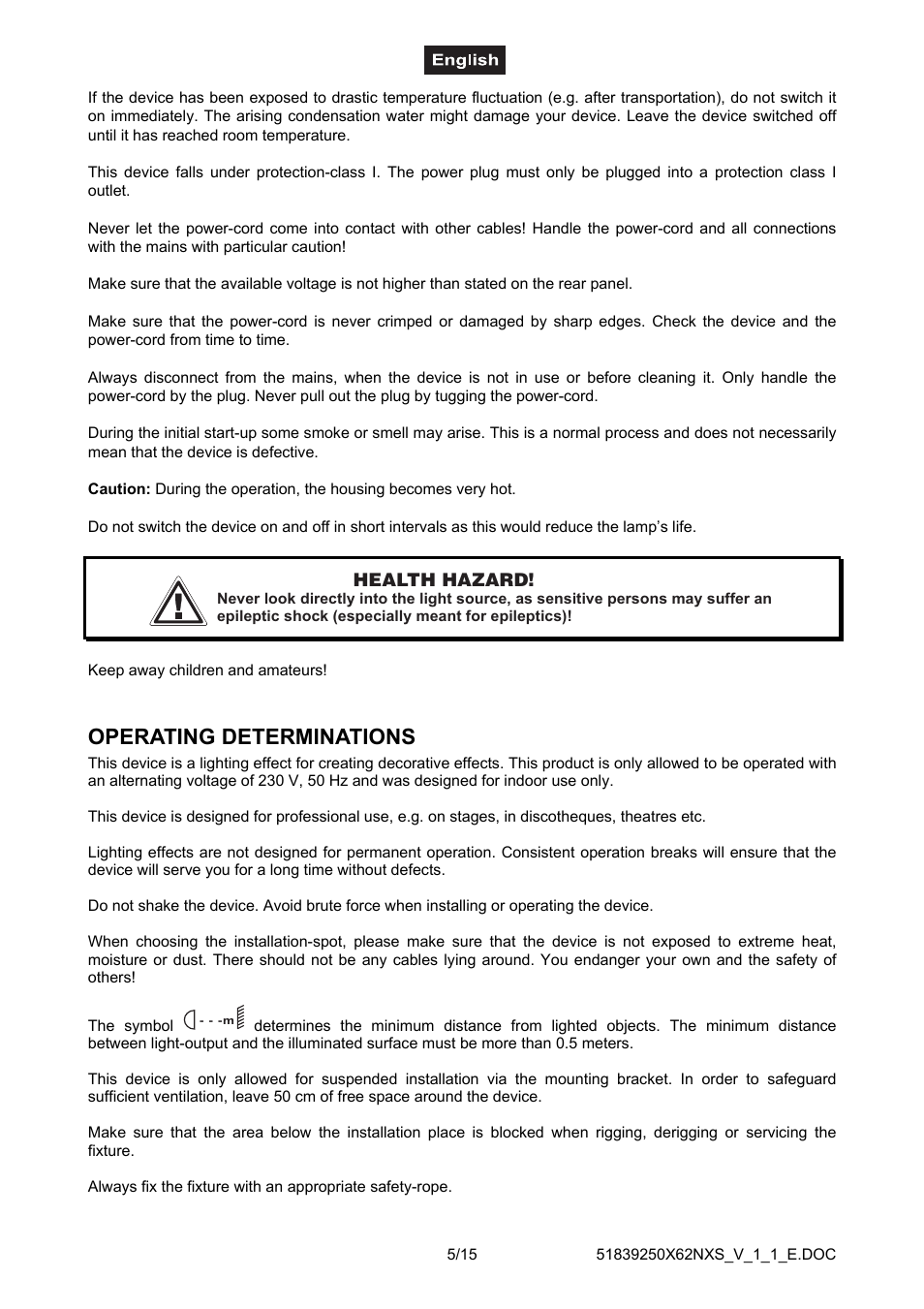 Operating determinations | Futuretech DJ-SCAN 250 User Manual | Page 5 / 15