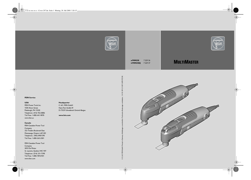 FEIN Power Tools FMM 250 User Manual | 44 pages