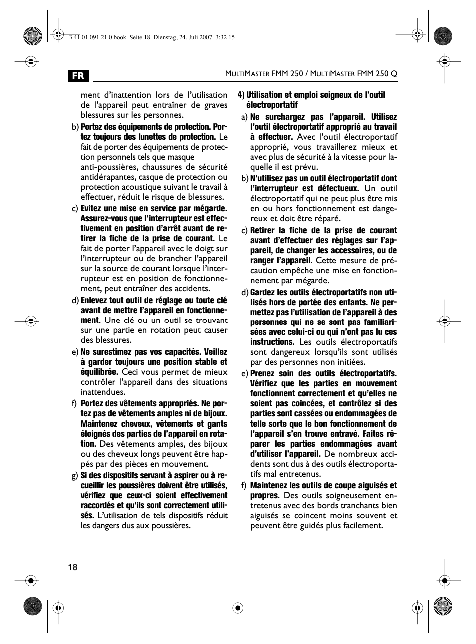 FEIN Power Tools FMM 250 User Manual | Page 18 / 44