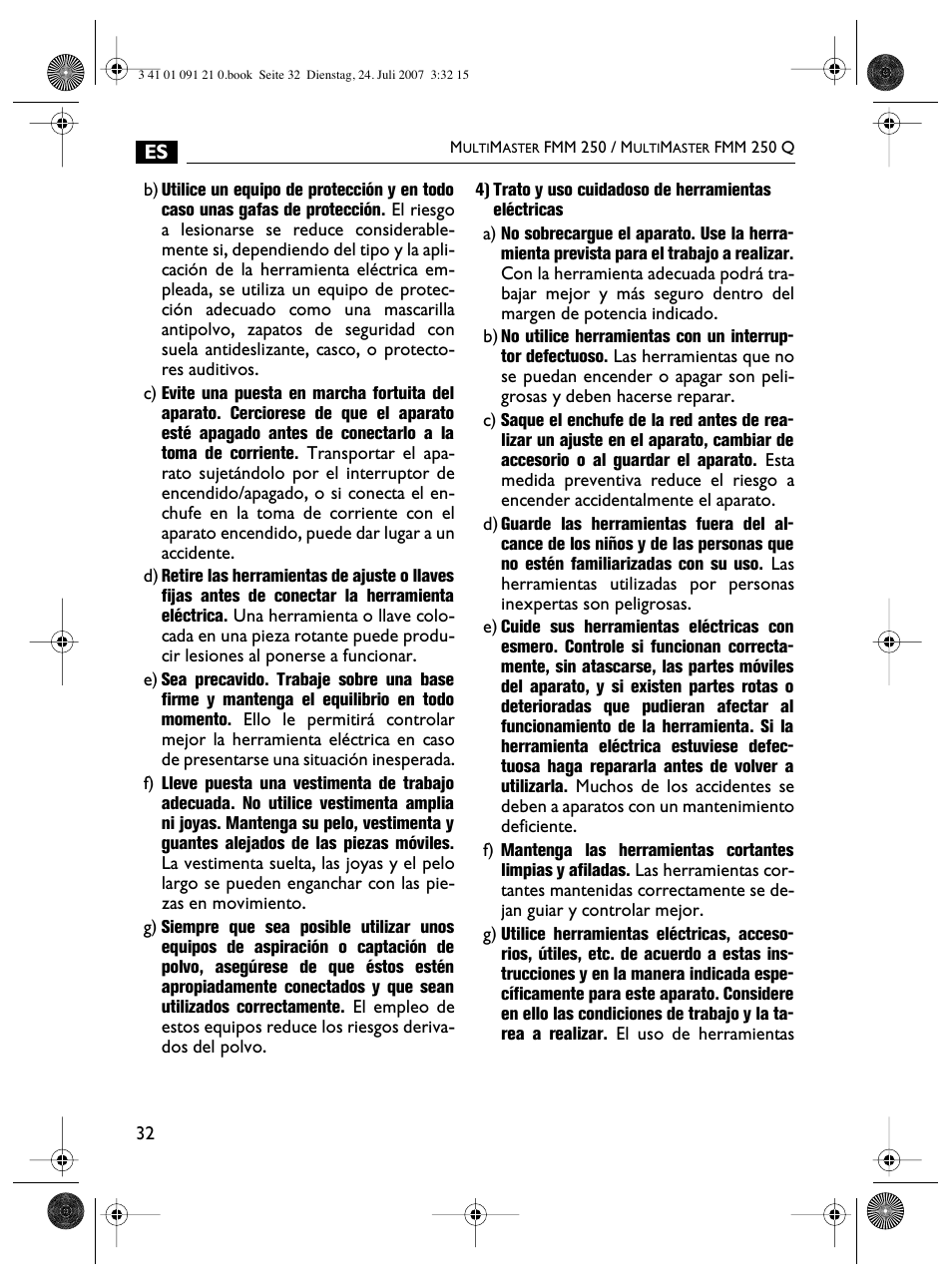 FEIN Power Tools FMM 250 User Manual | Page 32 / 44