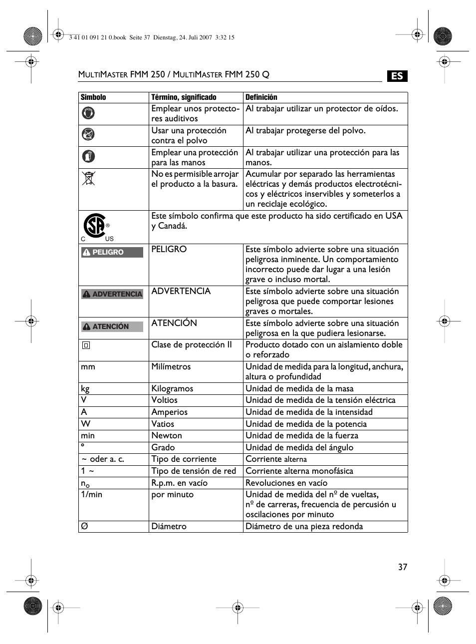 FEIN Power Tools FMM 250 User Manual | Page 37 / 44